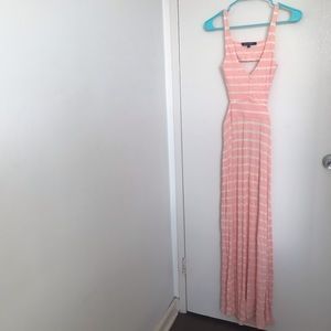 Dry Goods pink &white striped open back maxi dress